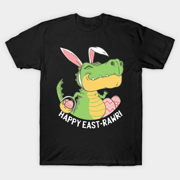 Happy East-Rawr TShirt T Rex Dinosaur Egg Kids Easter Bunny T-Shirt by craiglimu